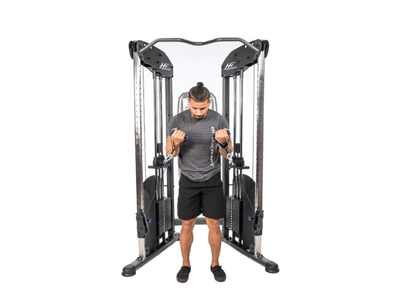 man using multi-functional gym