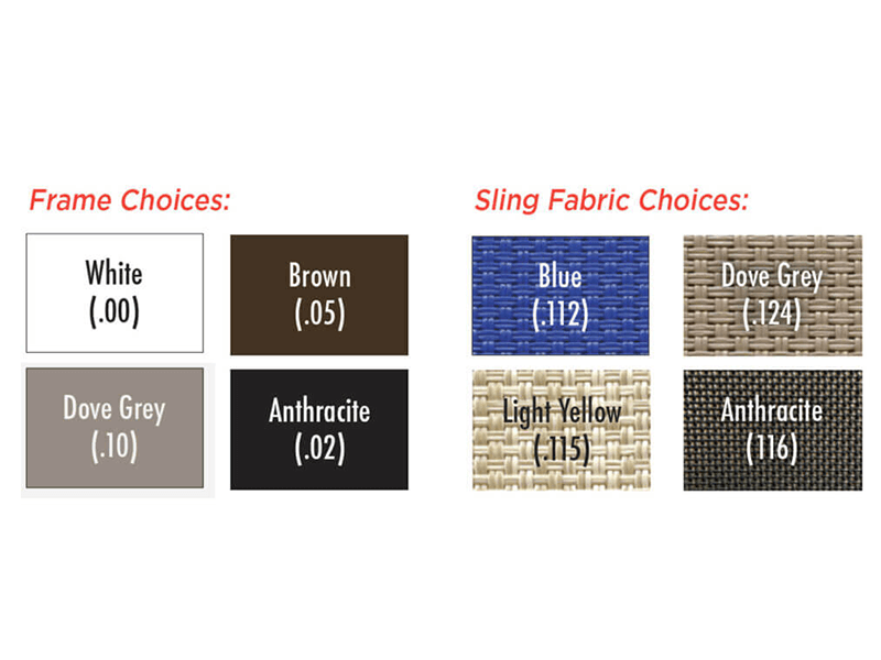 Frame and sling fabric choices for Nardi
