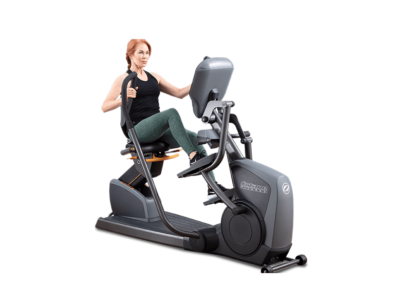 woman riding xr6000 recumbent elliptical