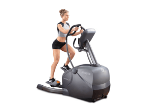 Woman using an Octane Fitness LateralX Elliptical