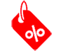 icon of red price tag with percentage sign