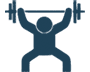 icon showing man lifting a barbell and weights