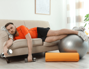 Man tired because of no exercise