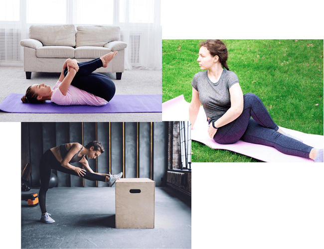 3 women doing stretches to relieve sciatica